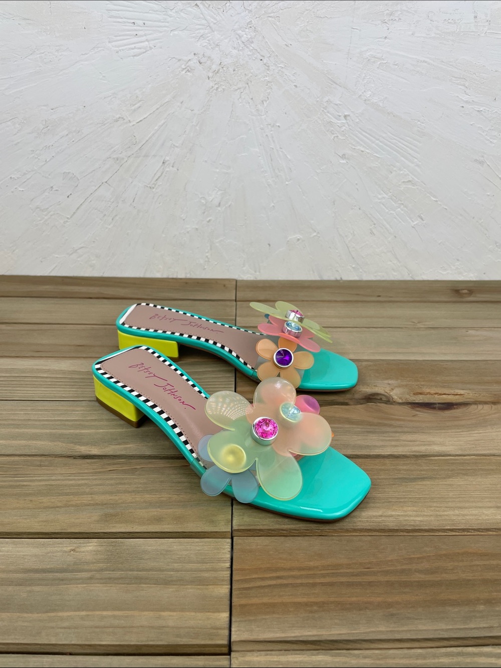 Betsey Johnson Embellished Flower Slip-On Sandals